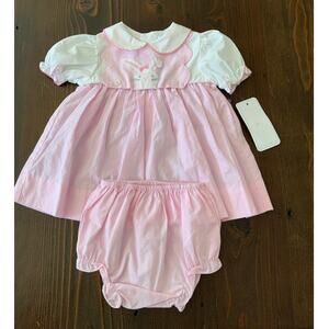 Petit Ami Bunny/Puppy Gingham Girl's Dress size 6mo